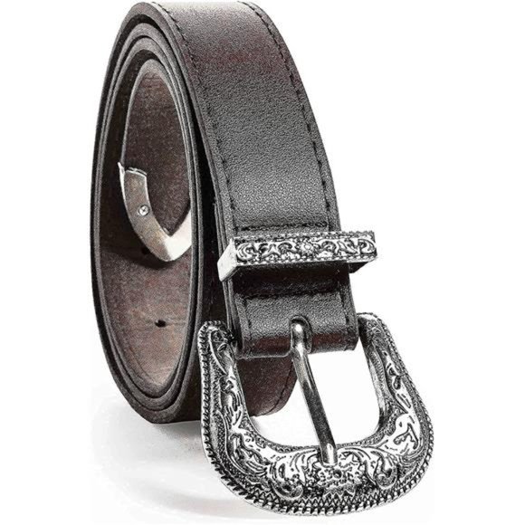 YCMI Western-Belts Vintage Leather Western Buckle Cowgirl Waist Belt main image 4